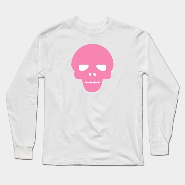 Cute Cartoon Pink Skull Long Sleeve T-Shirt by From Mars